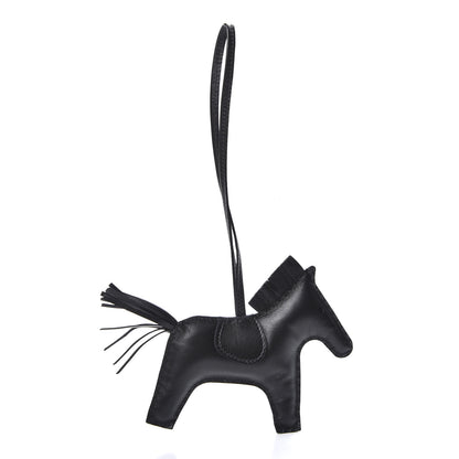 Hermes Milo Lambskin Grigri Rodeo Horse Bag Charm MM So Black 2 of 4