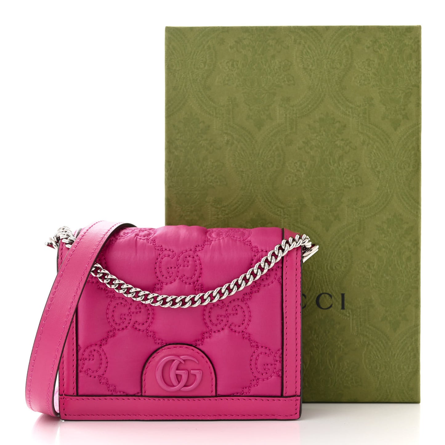 Nylon Calfskin Enamel GG Matelasse Mini Chain Bag Lovely