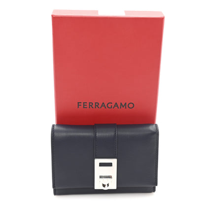 Salvatore Ferragamo Calfskin Hug Compact Wallet Navy 7 of 7