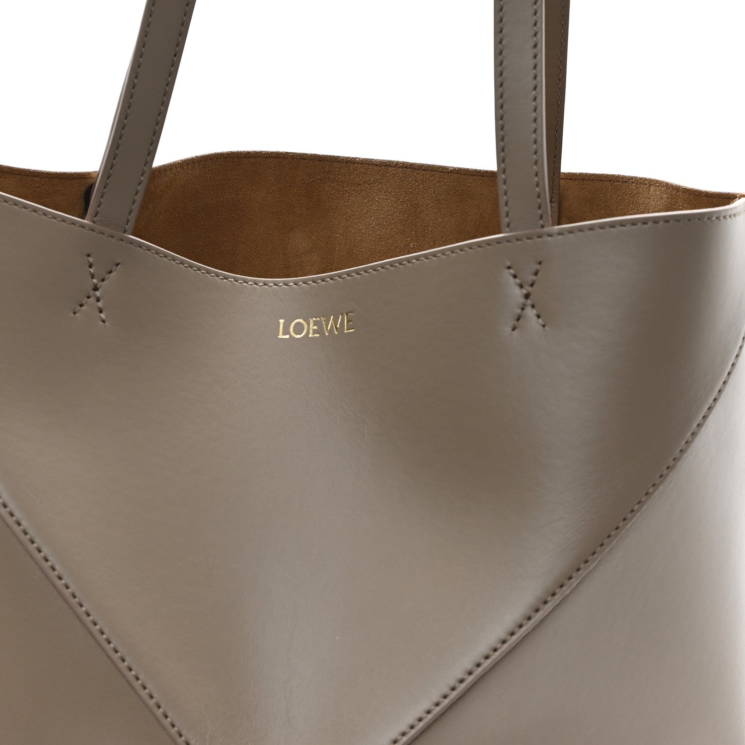 Loewe Shiny Calfskin Medium Puzzle Fold Tote Sand 7 of 9