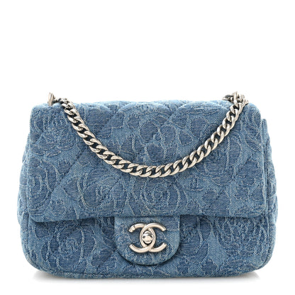 Chanel Denim Quilted Mini Camellia Sweetheart Flap Blue 1 of 12