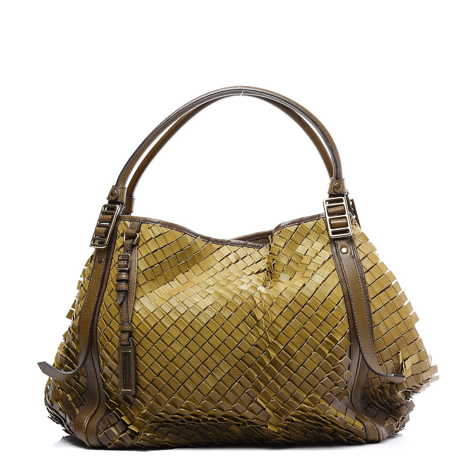 Burberry Calfskin Tile Tote Green 1 of 10