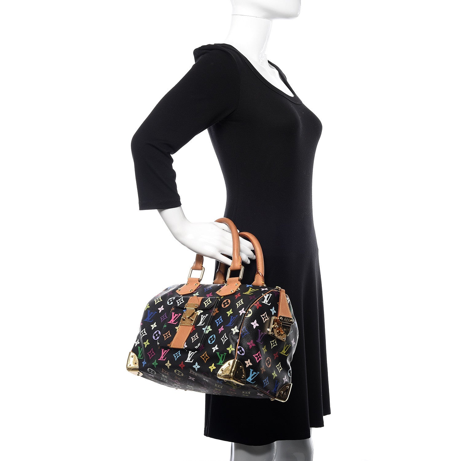 Louis Vuitton Monogram Multicolor Speedy 30 Black 2 of 9