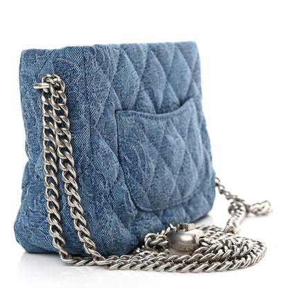 Chanel Denim Quilted Camellia Sweetheart Small Hobo Blue 3 of 12