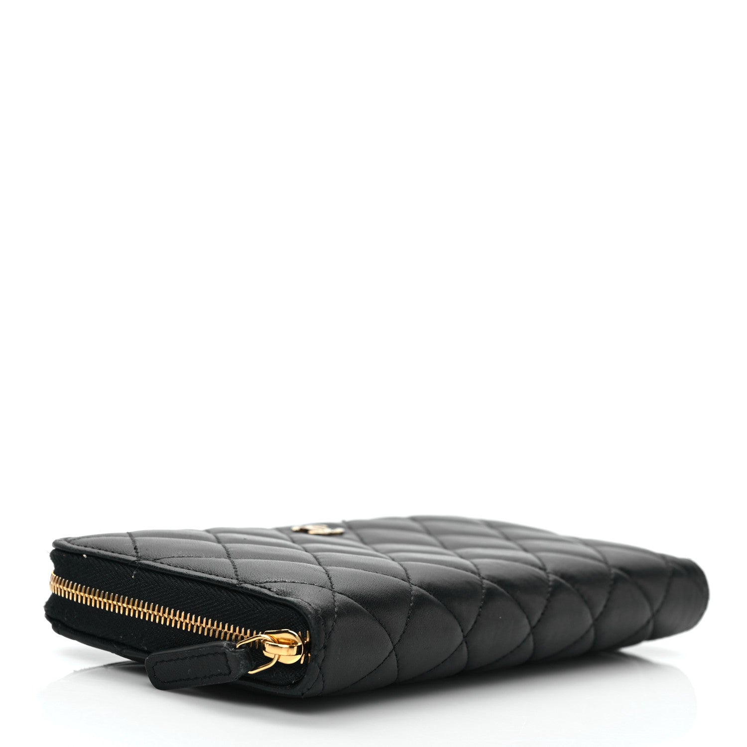 Chanel Lambskin Quilted Large Gusset Zip Around Wallet Black 4 of 7