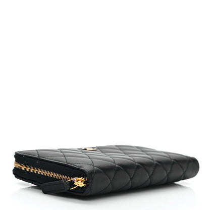 Chanel Lambskin Quilted Large Gusset Zip Around Wallet Black 4 of 7