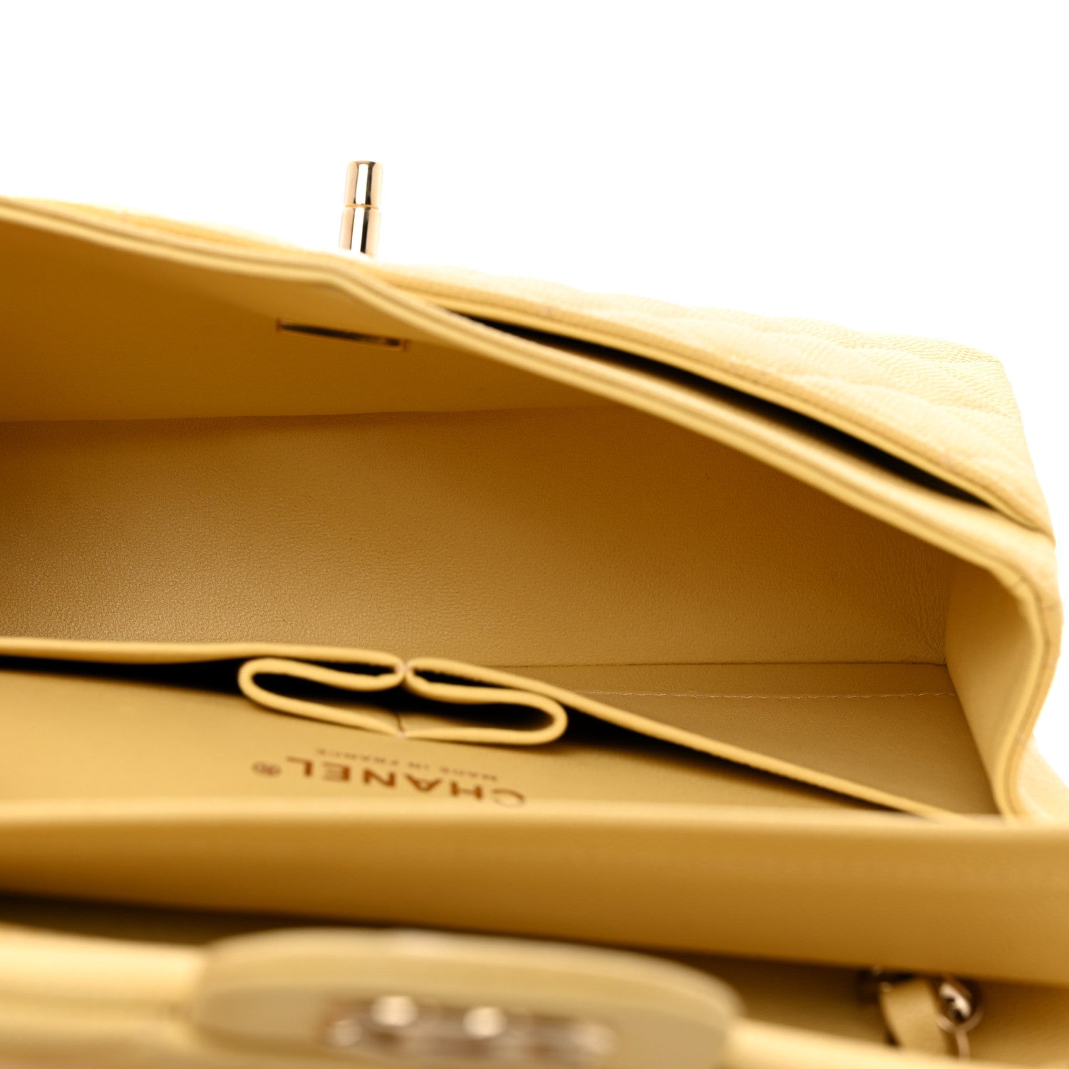 Chanel Caviar Quilted Small Double Flap Yellow 5 of 10