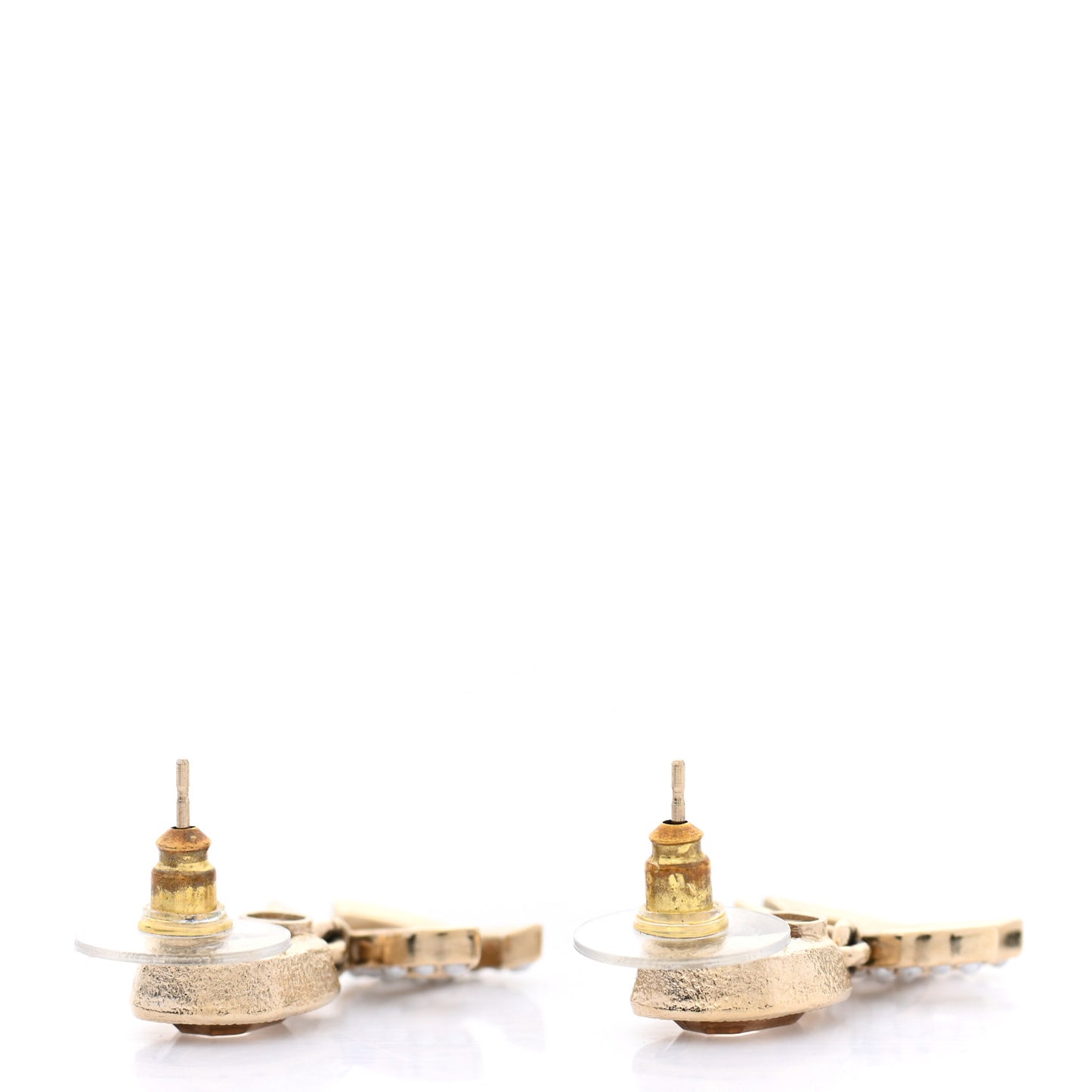 Crystal Pearl CC Drop Earrings Gold Pink