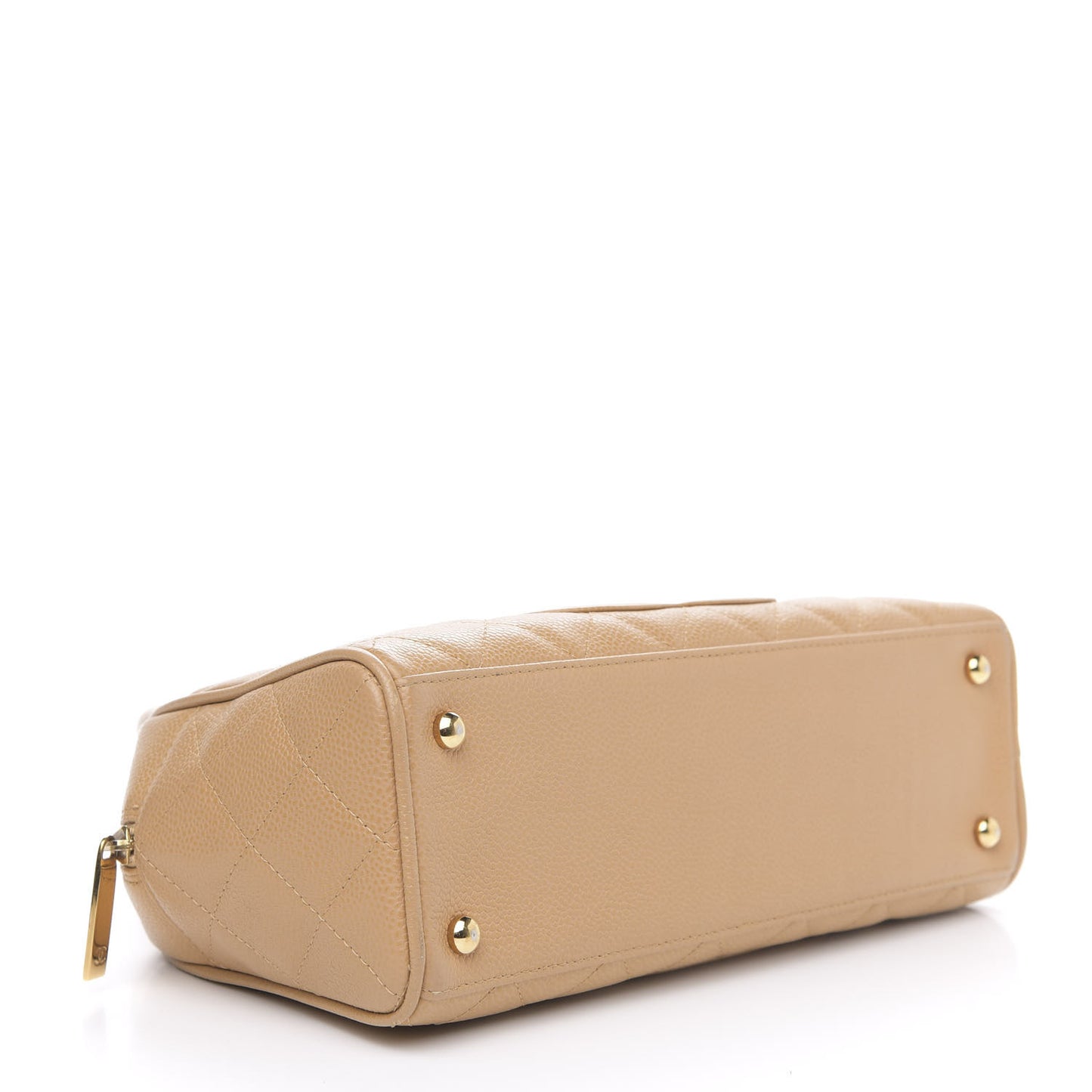 Caviar Quilted Small Bowler Beige