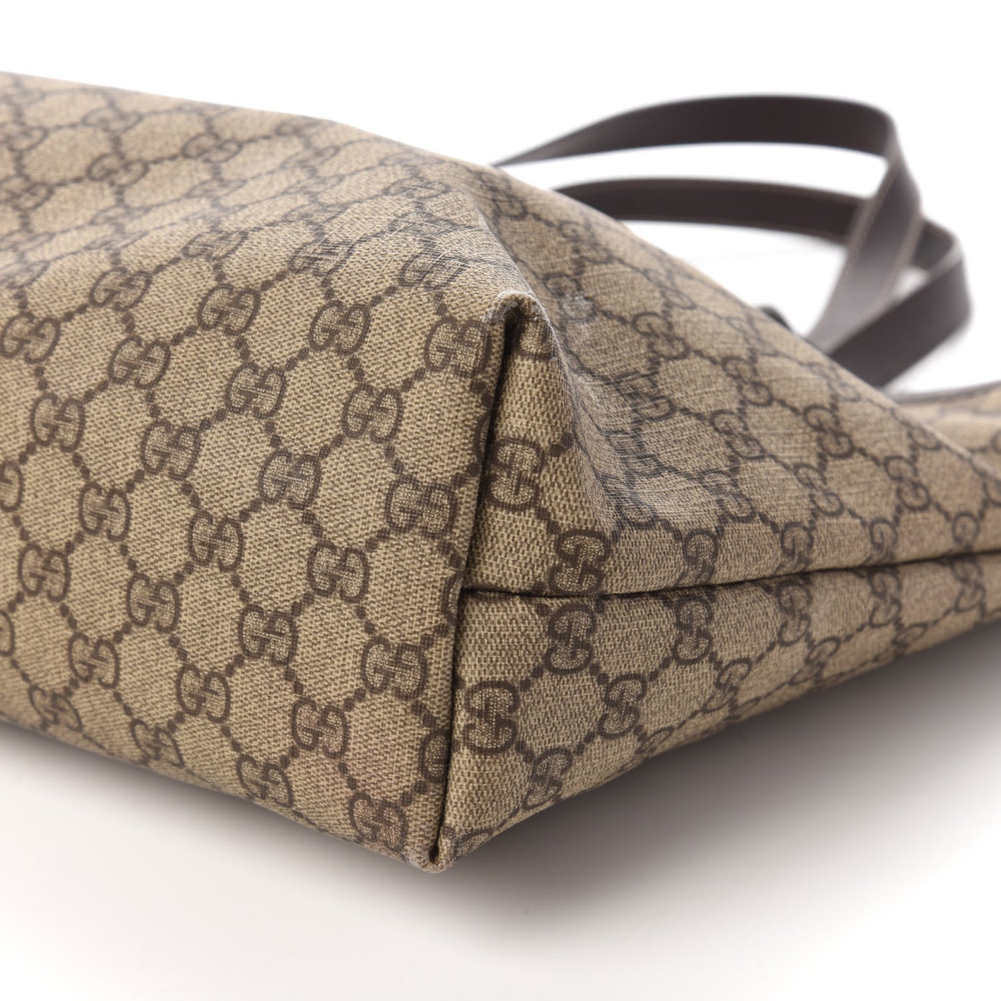 GG Supreme Monogram Medium Zippered Shopping Tote Dark Brown