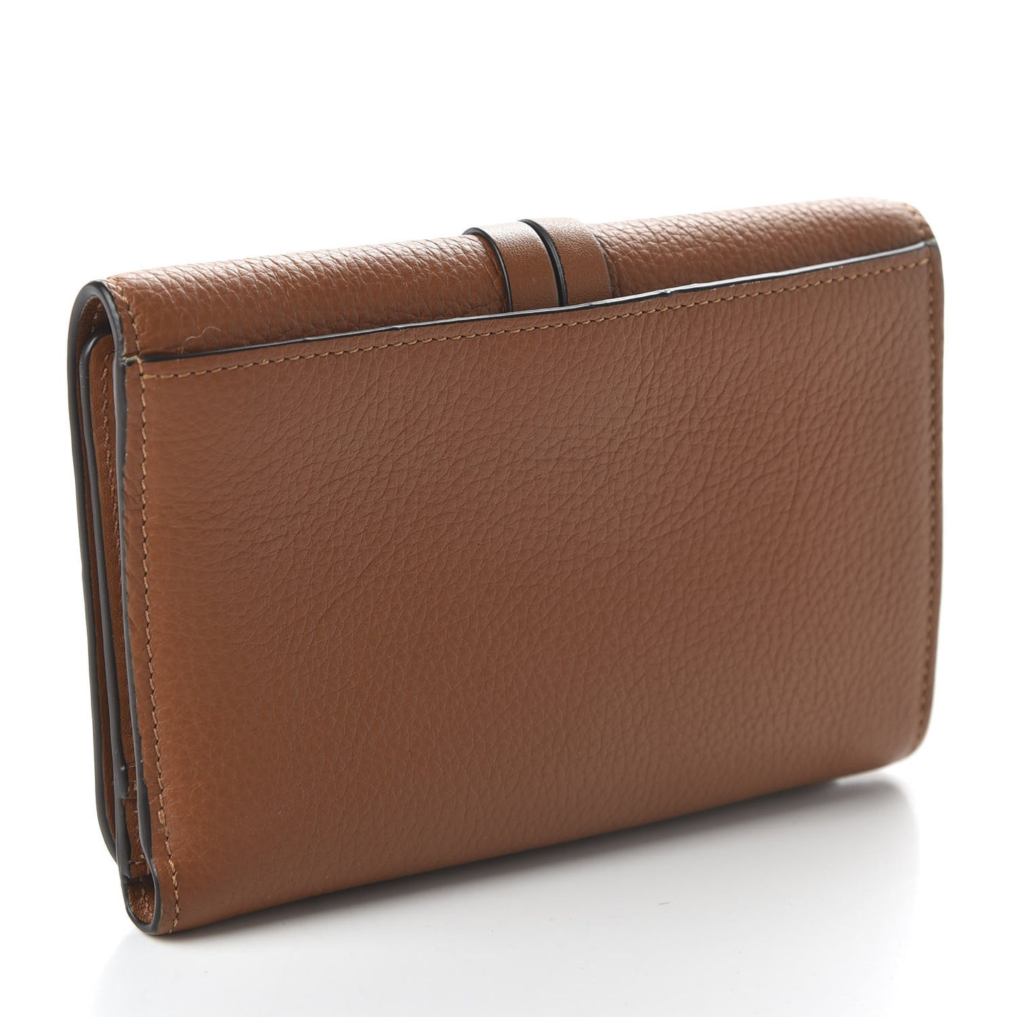 Calfskin Alphabet Compact Wallet Caramel