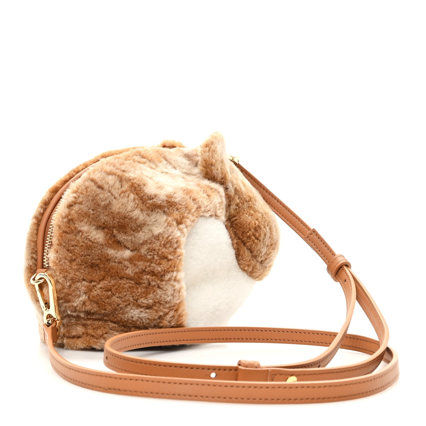 X SUNA FUJITA Shearling Hamster Crossbody Bag Natural