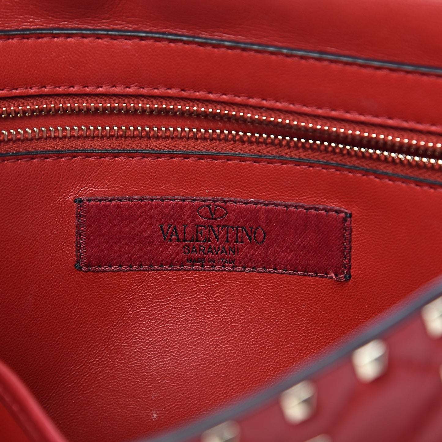 Lambskin Large Rockstud Spike Shoulder Bag Red