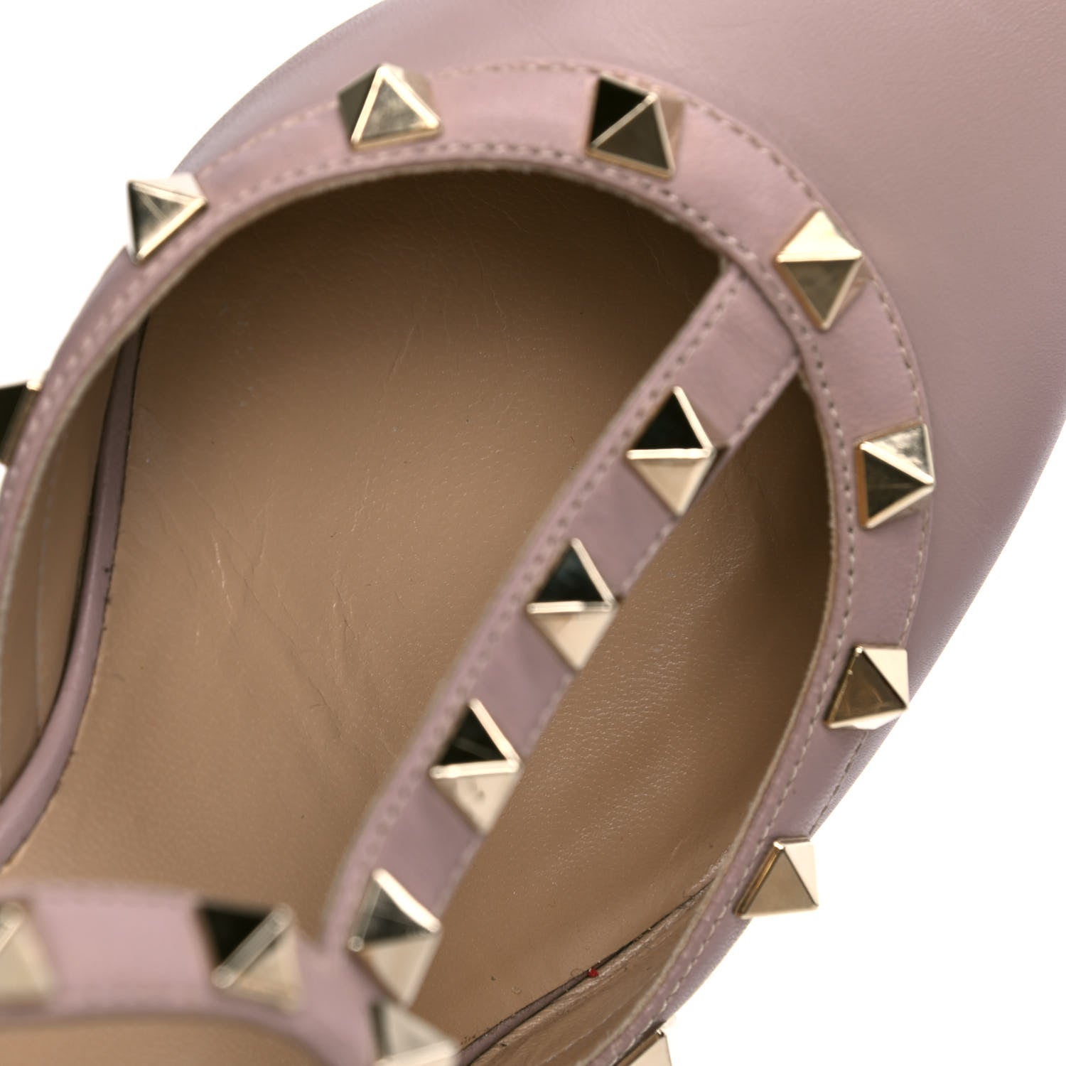 Valentino Garavani Nappa Rockstud Ankle Strap Low Heel Pumps 39 Poudre 11 of 11