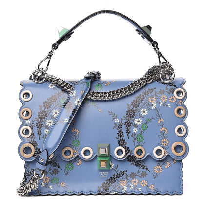 Fendi Vitello Liberty Japanese Blossom Scalloped Studded Grommet Kan I Shoulder Bag Nebula Multicolor 1 of 10