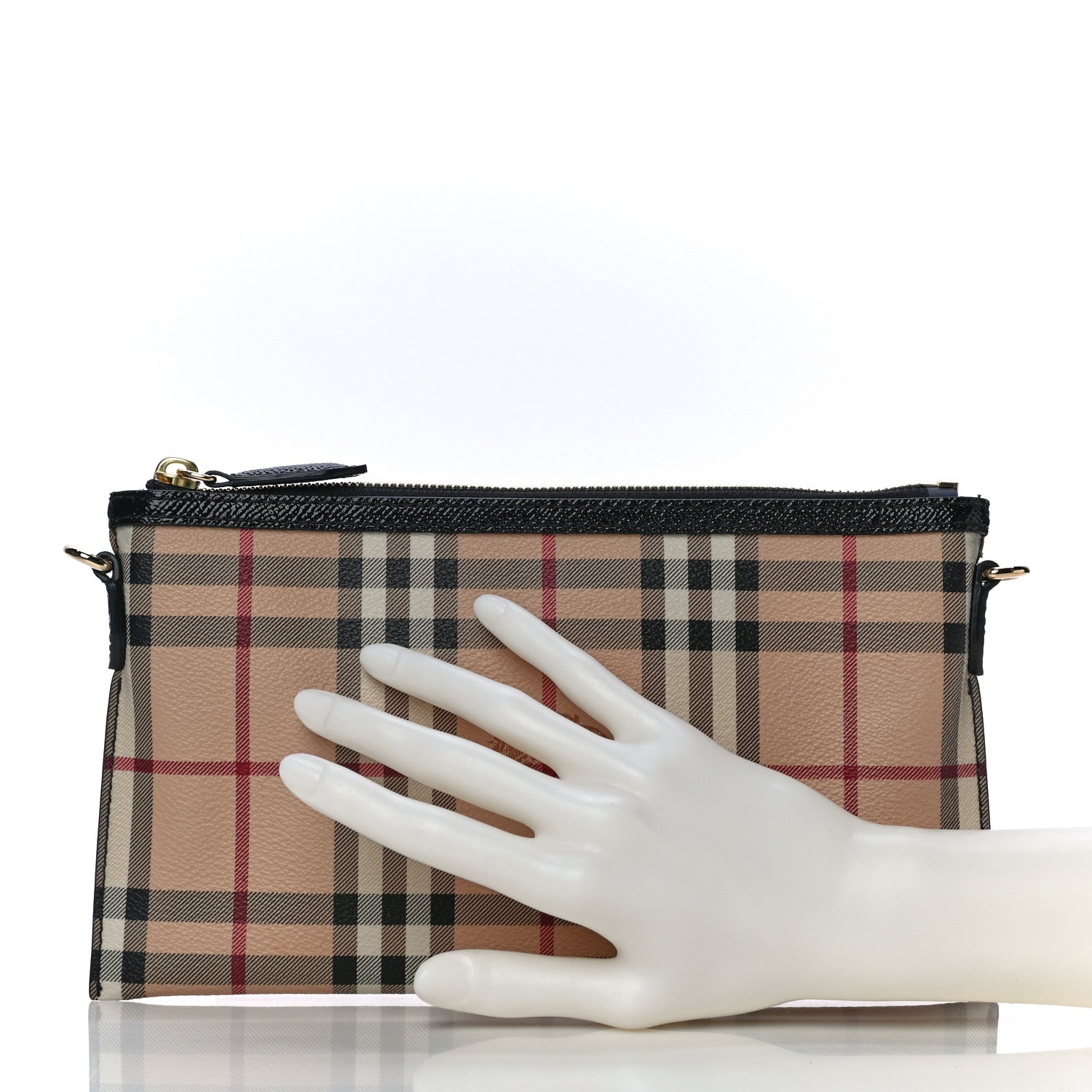 Burberry Haymarket Check Small Peyton Crossbody Clutch Bag Black 3 of 12