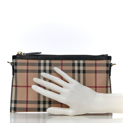 Burberry Haymarket Check Small Peyton Crossbody Clutch Bag Black 3 of 12
