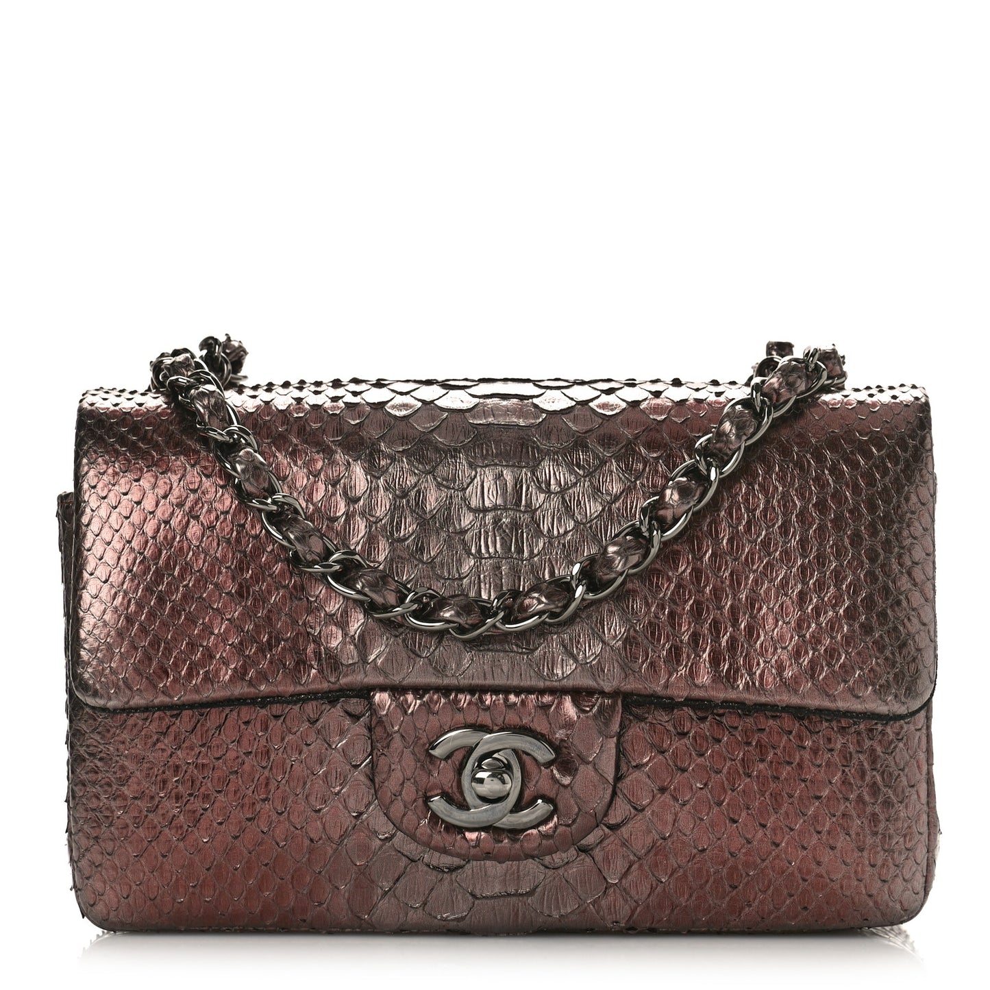 Metallic Ombre Snakeskin Mini Rectangular Pink