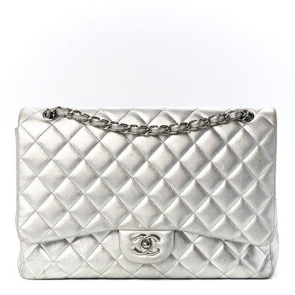 Chanel Metallic Lambskin Quilted Maxi Single Flap Silver 1 of 13