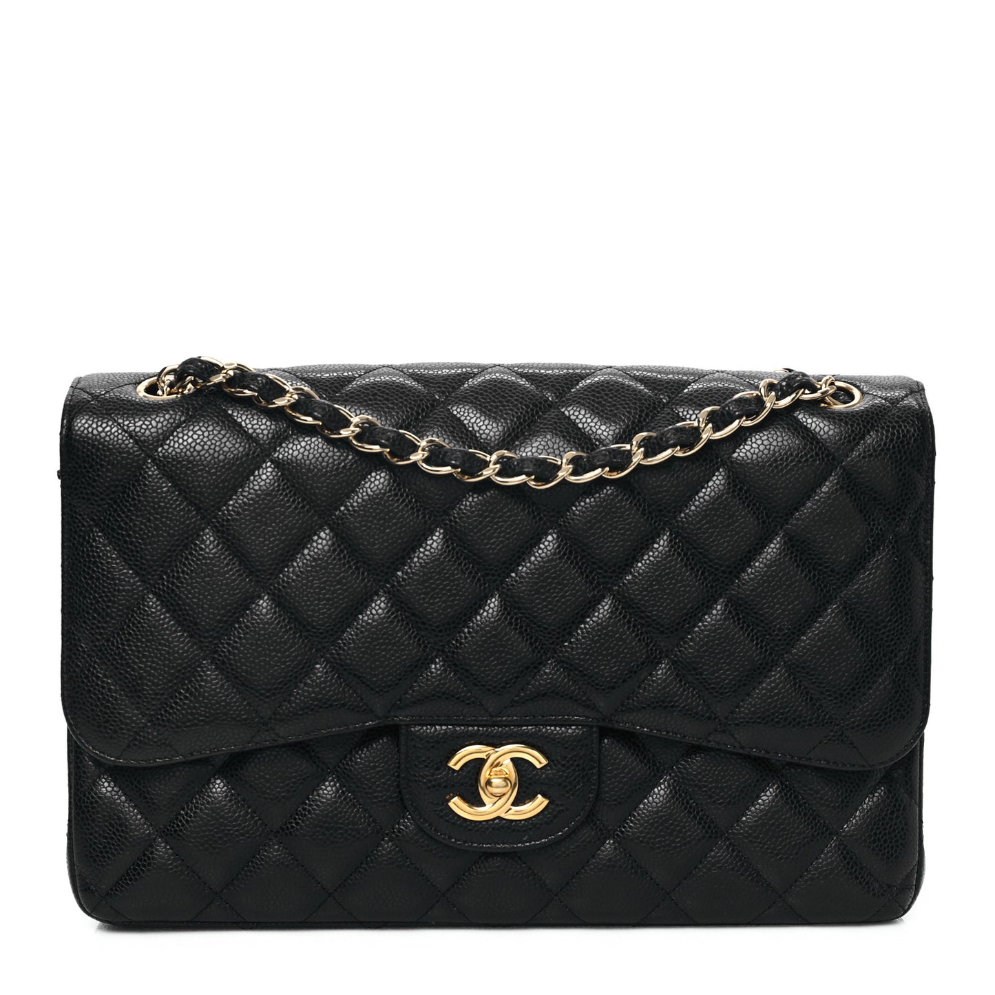 Caviar Quilted Jumbo Double Flap Black