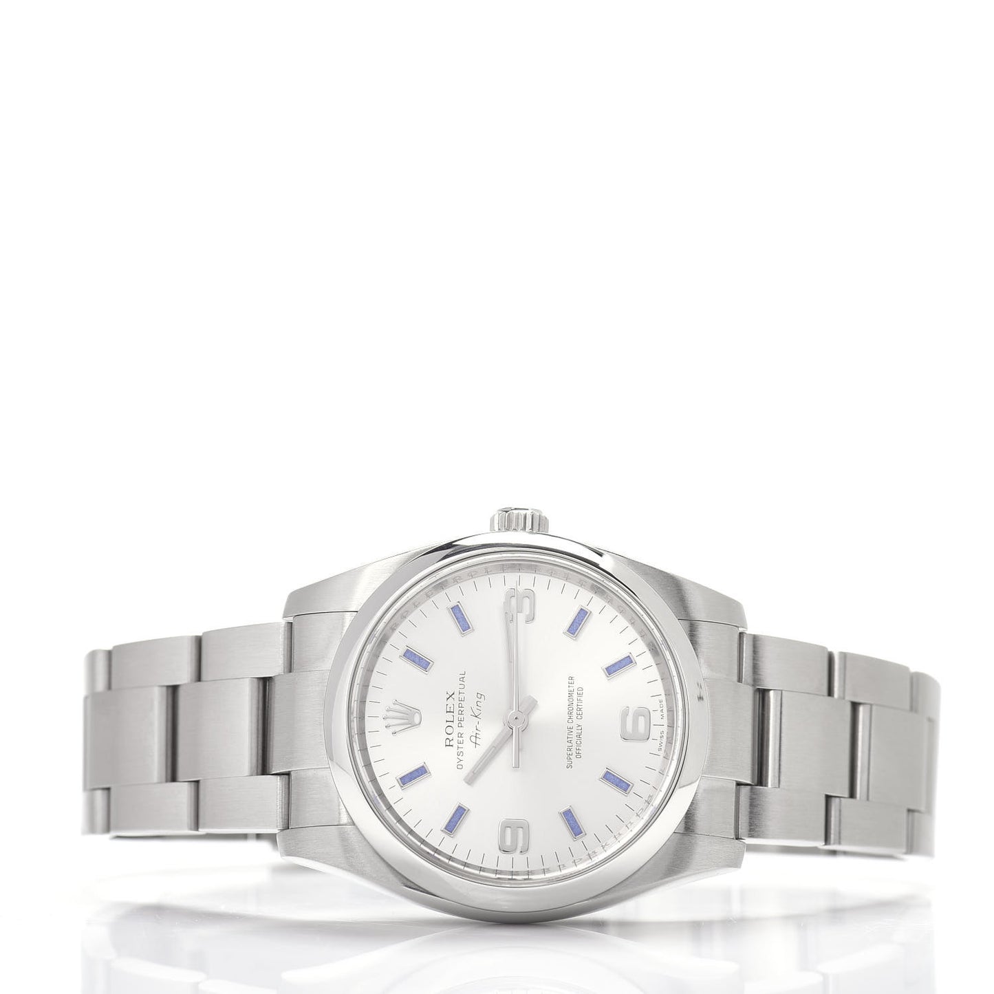 Stainless Steel 34mm Oyster Perpetual Air-King Watch Blue Index 114200