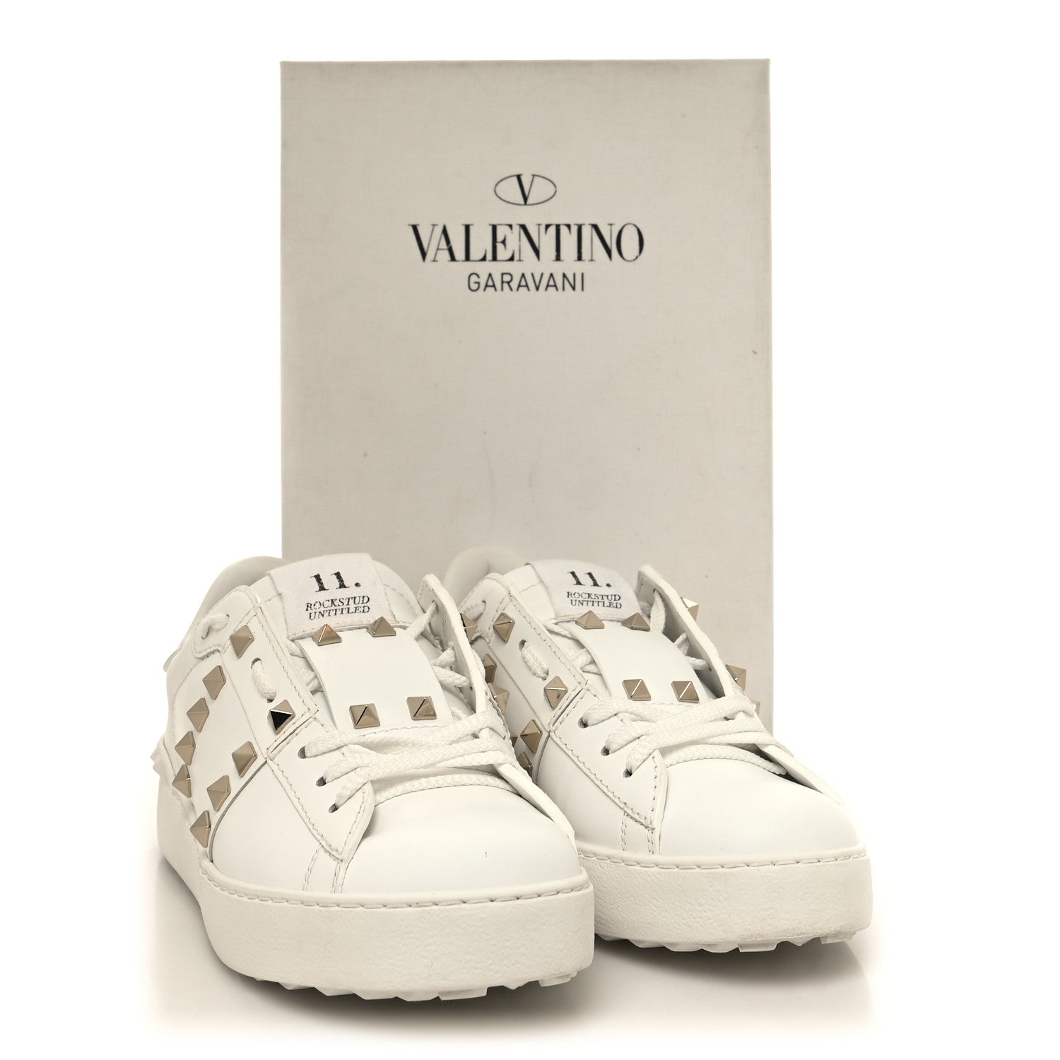 Valentino Garavani Calfskin Rockstud Untitled Open Sneakers 37.5 White 10 of 10