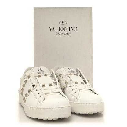 Valentino Garavani Calfskin Rockstud Untitled Open Sneakers 37.5 White 10 of 10