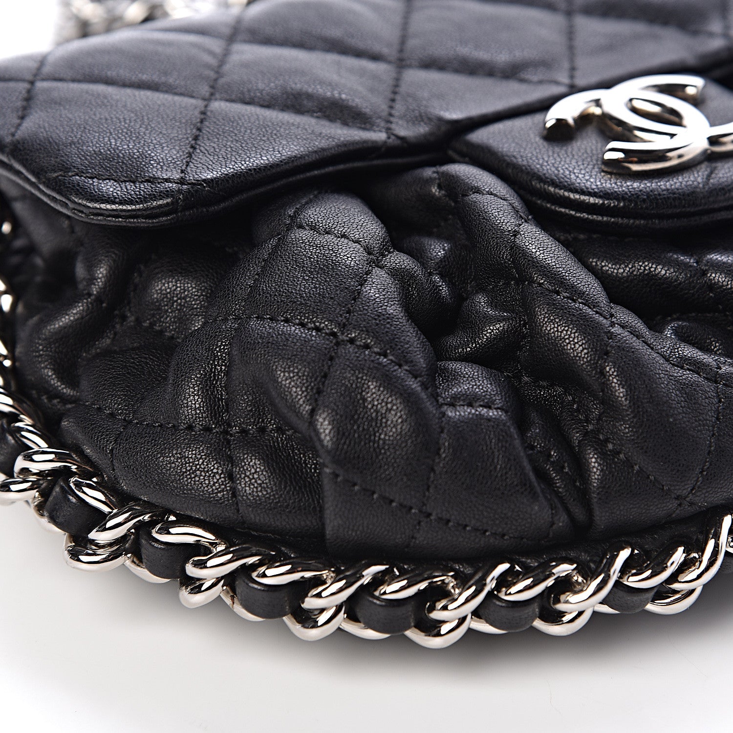 Chanel Washed Lambskin Quilted Mini Chain Around Flap Black 8 of 11