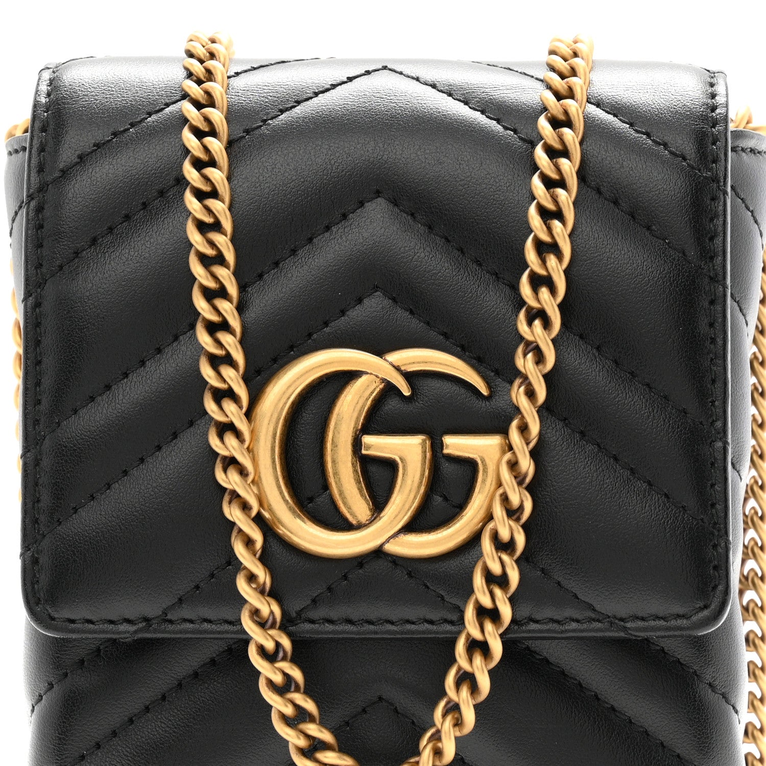 Gucci Calfskin Small GG Marmont Phone Crossbody Bag Black 8 of 10