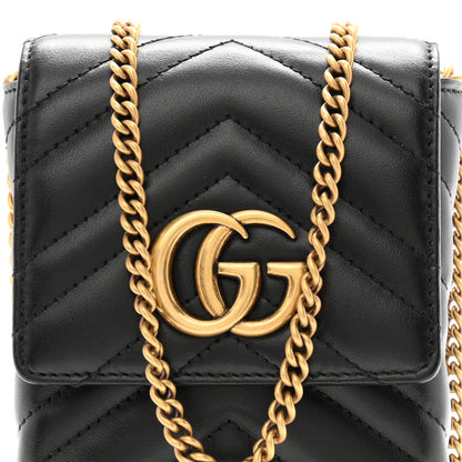 Gucci Calfskin Small GG Marmont Phone Crossbody Bag Black 8 of 10