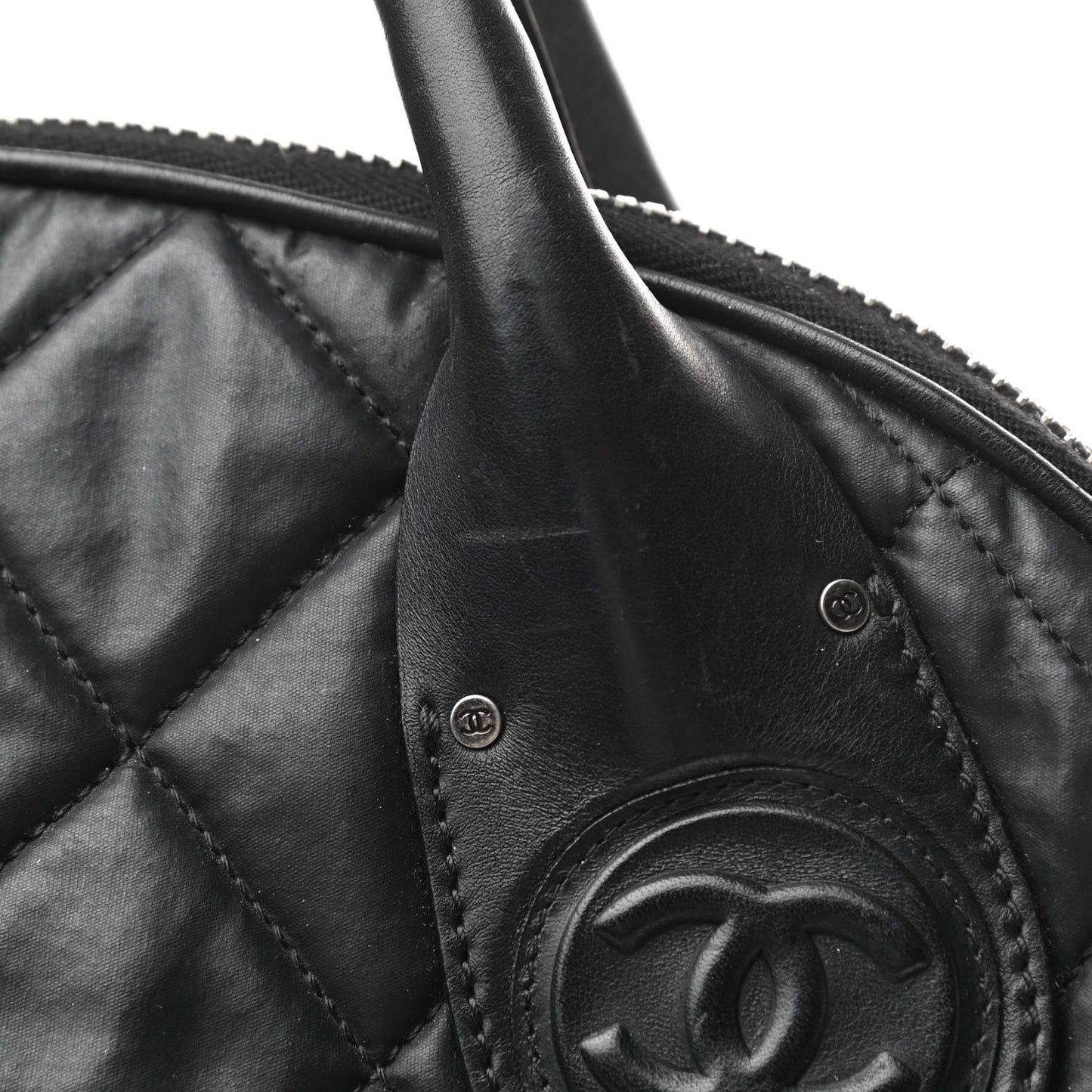 Coated Canvas Quilted Medium Garment Travel Bag Black