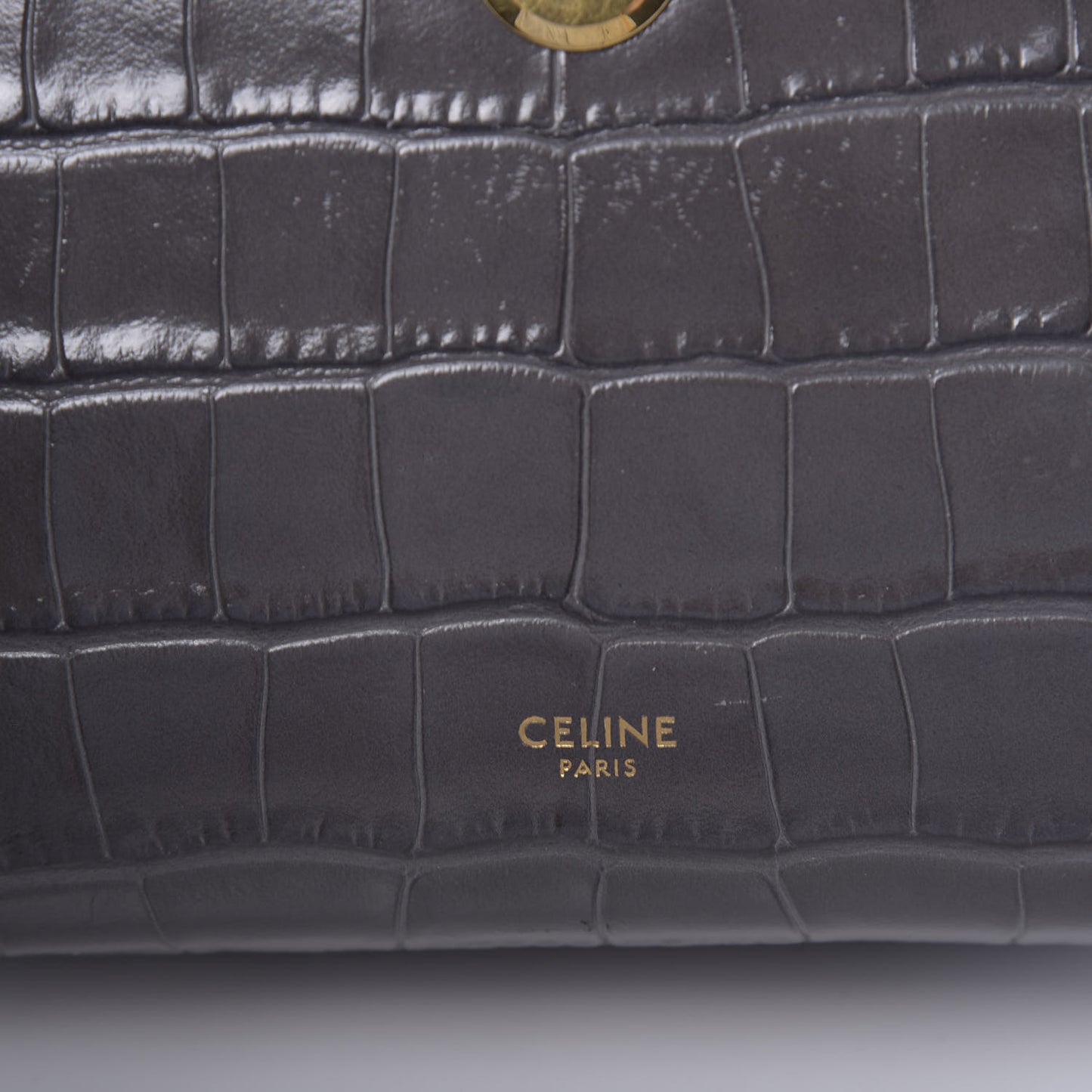 Calfskin Crocodile Embossed Nano Belt Bag Grey