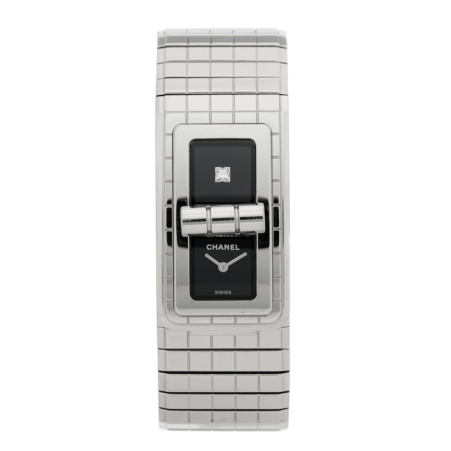 Stainless Steel Diamond 21mm Code Coco Quartz Watch Black