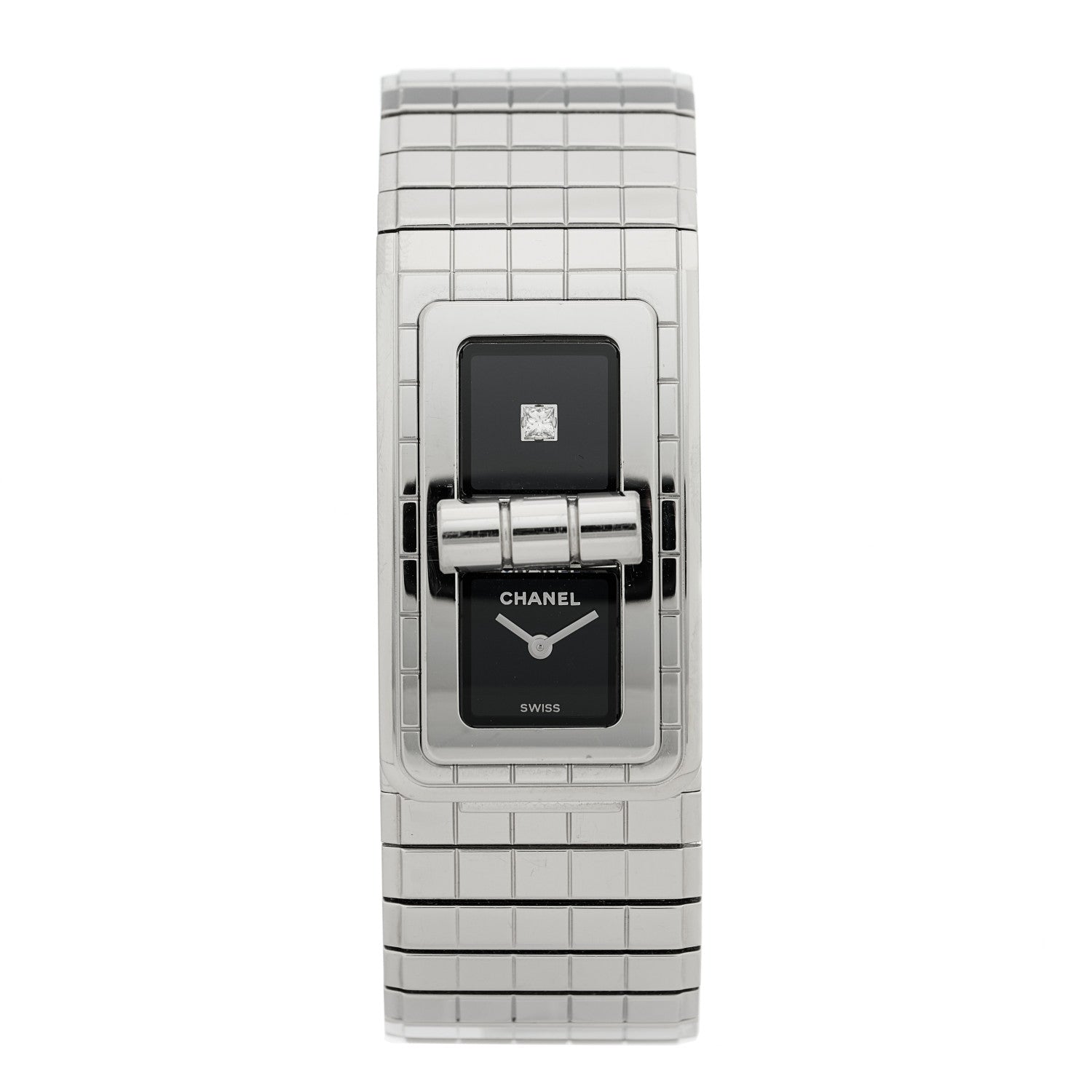 Chanel Stainless Steel Diamond 21mm Code Coco Quartz Watch Black 1 of 4