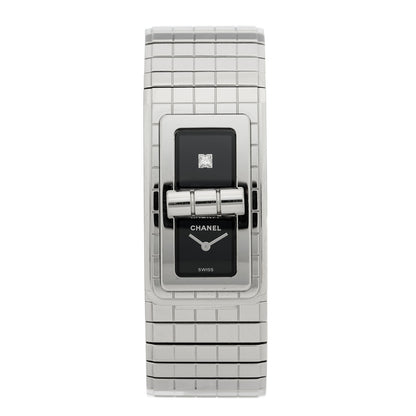 Chanel Stainless Steel Diamond 21mm Code Coco Quartz Watch Black 1 of 4
