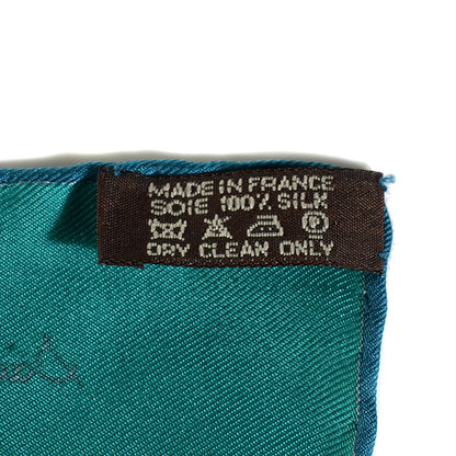Hermes Silk Les Sportives Pocket Square Vert Bleu 6 of 6