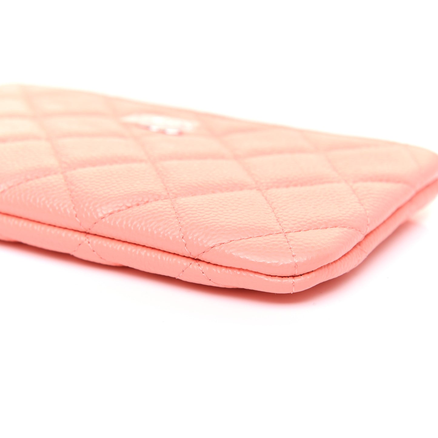 Caviar Quilted Small Cosmetic Case Coral