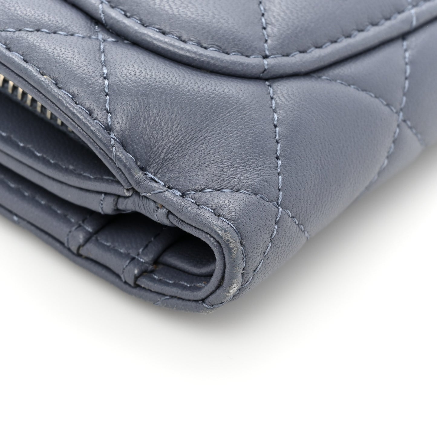 Lambskin Quilted Zipped Pocket Wallet Lavander