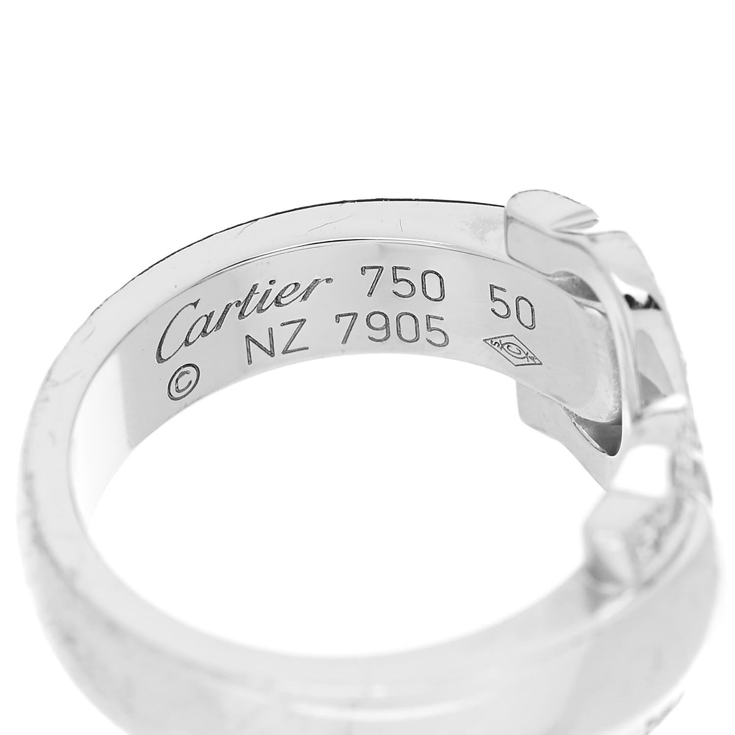 18K White Gold Diamond C De Cartier Ring 50 5.5