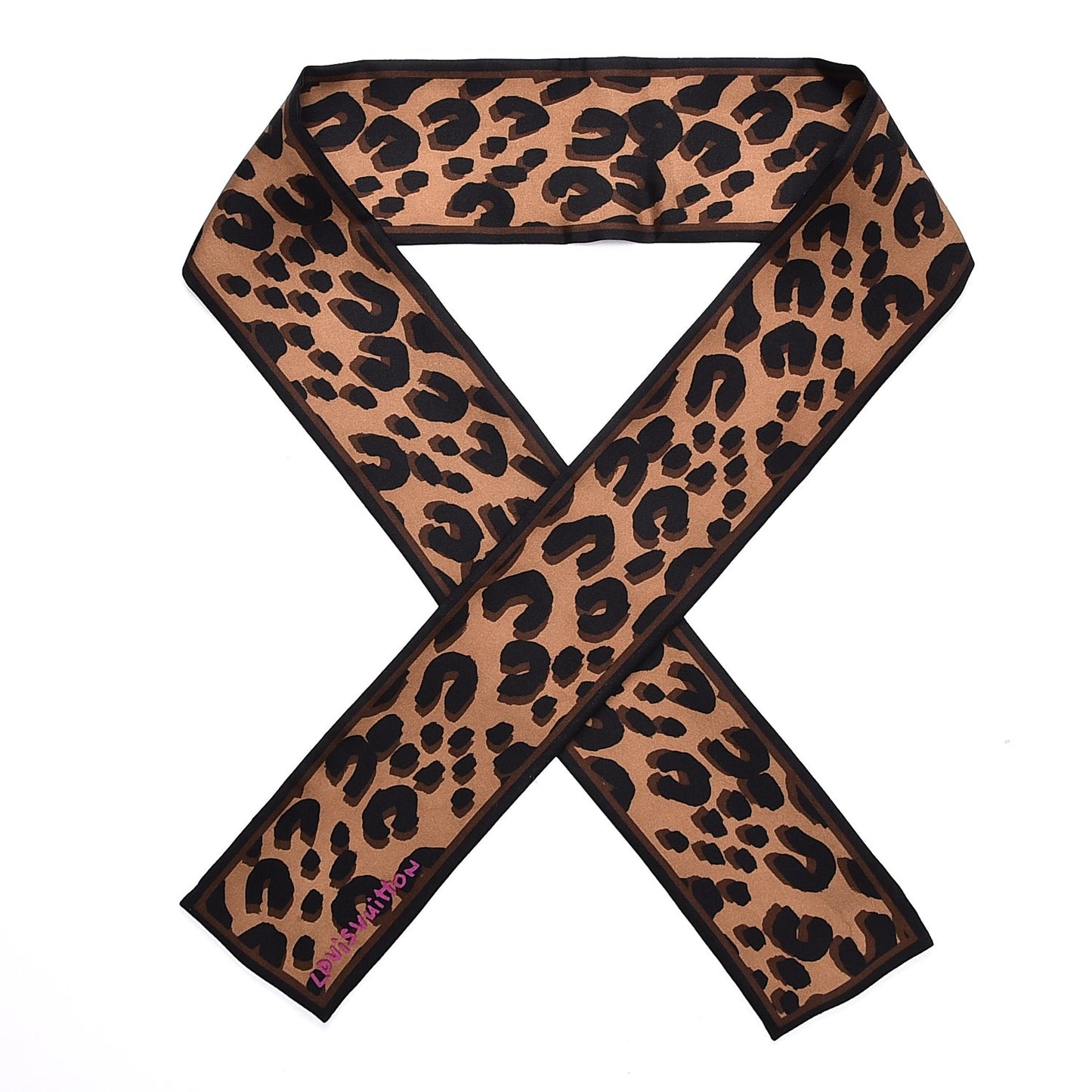 Silk Leopard Bandeau Scarf Marron
