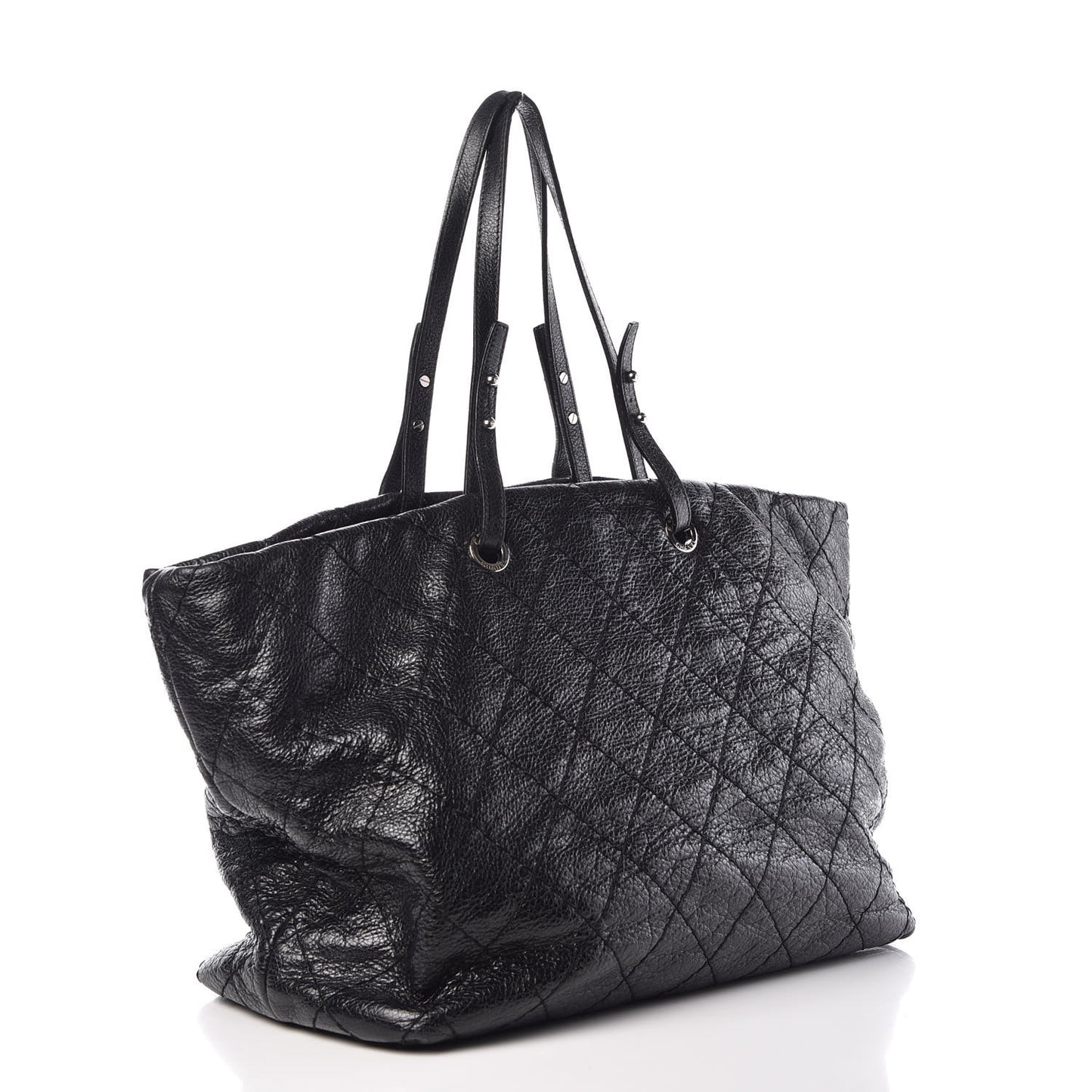Glazed Calfskin XL On The Road Tote Black