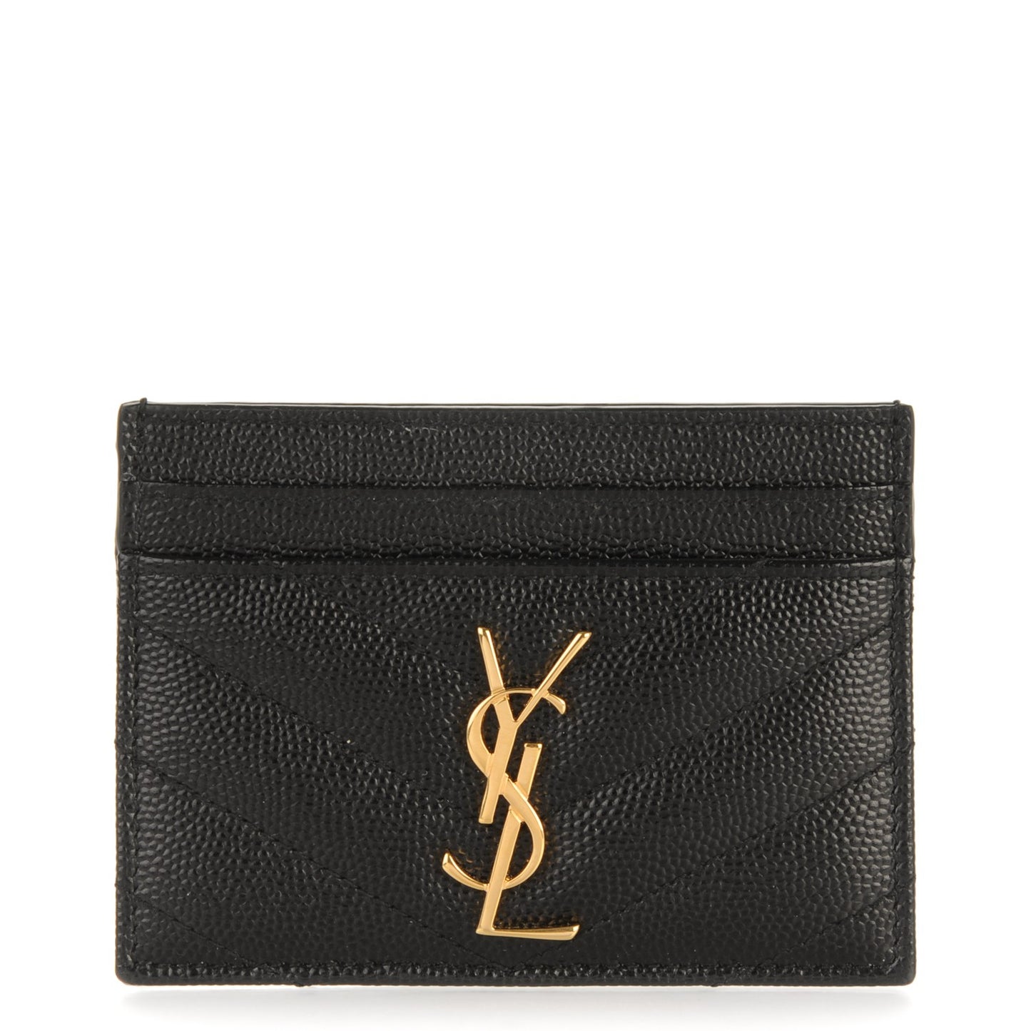 Grain De Poudre Matelasse Chevron Monogram Credit Card Case Black