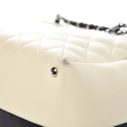 Chanel Calfskin Quilted Large Feather Weight Bowling Bag Black Ivory 12 of 13