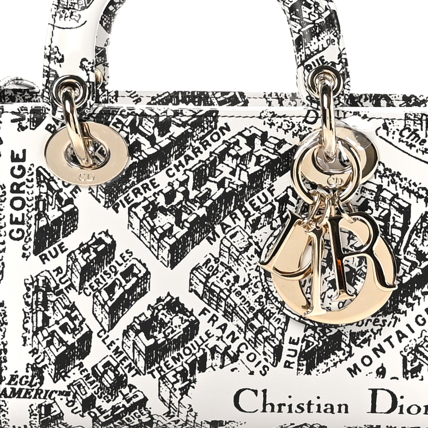 Calfskin Plan De Paris Printed Lady D-Joy White Black
