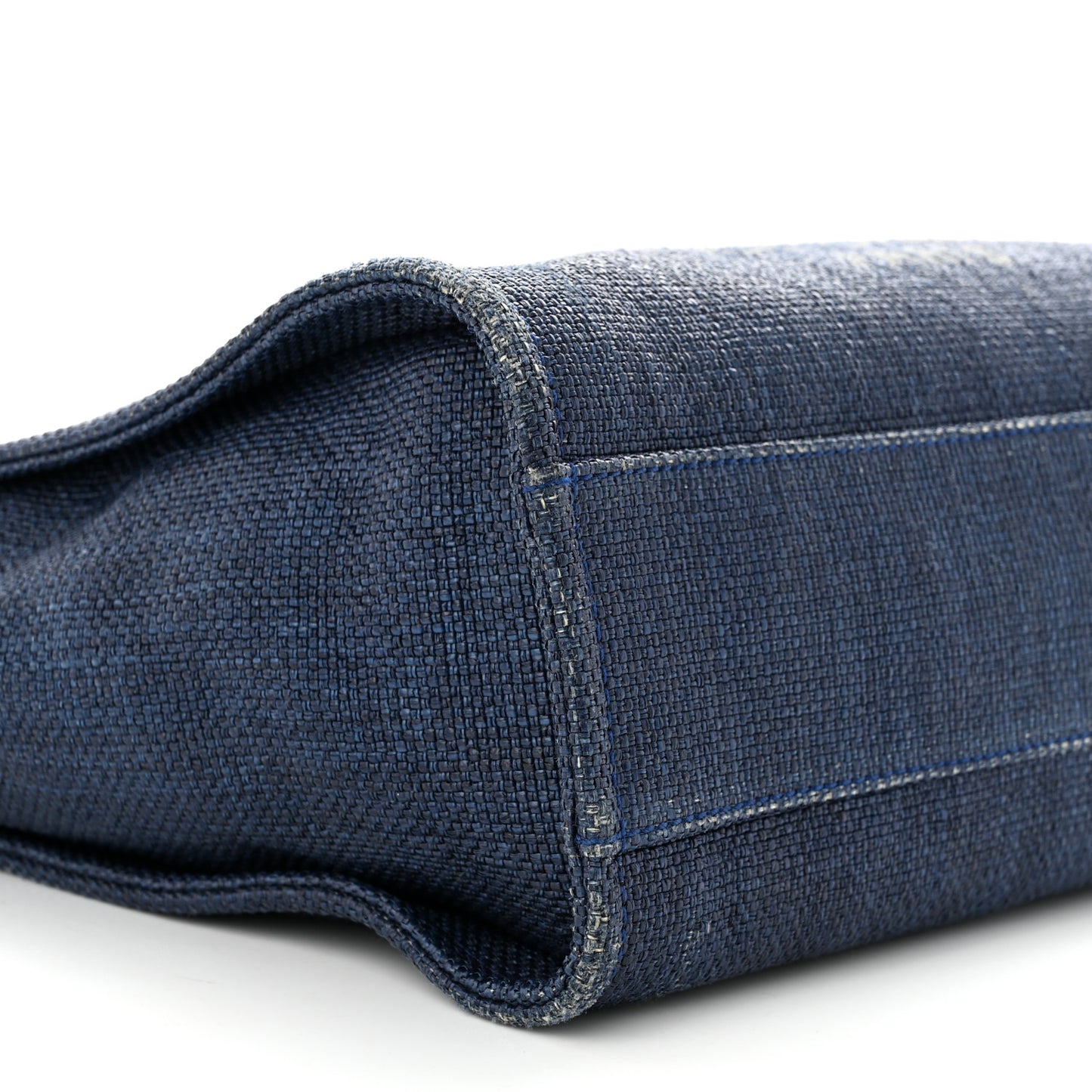 Woven Straw Raffia Small Deauville Tote Blue