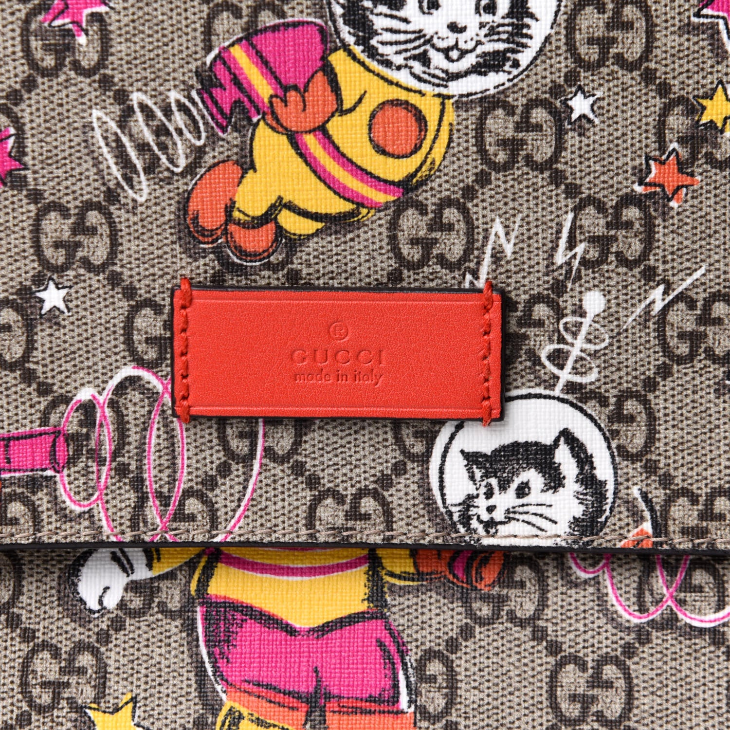 Gucci GG Supreme Monogram Space Cats Diaper Bag Orange 9 of 11