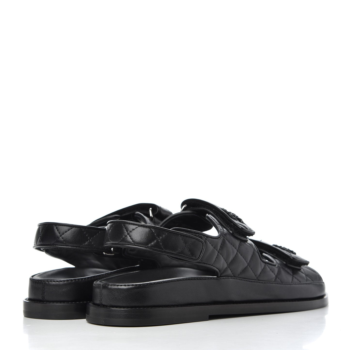 Lambskin Velcro Dad Sandals 41 Black