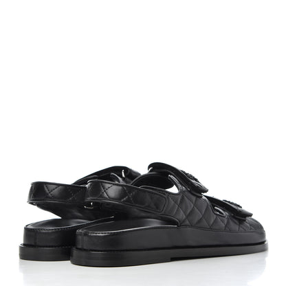 Chanel Lambskin Velcro Dad Sandals 41 Black 4 of 9