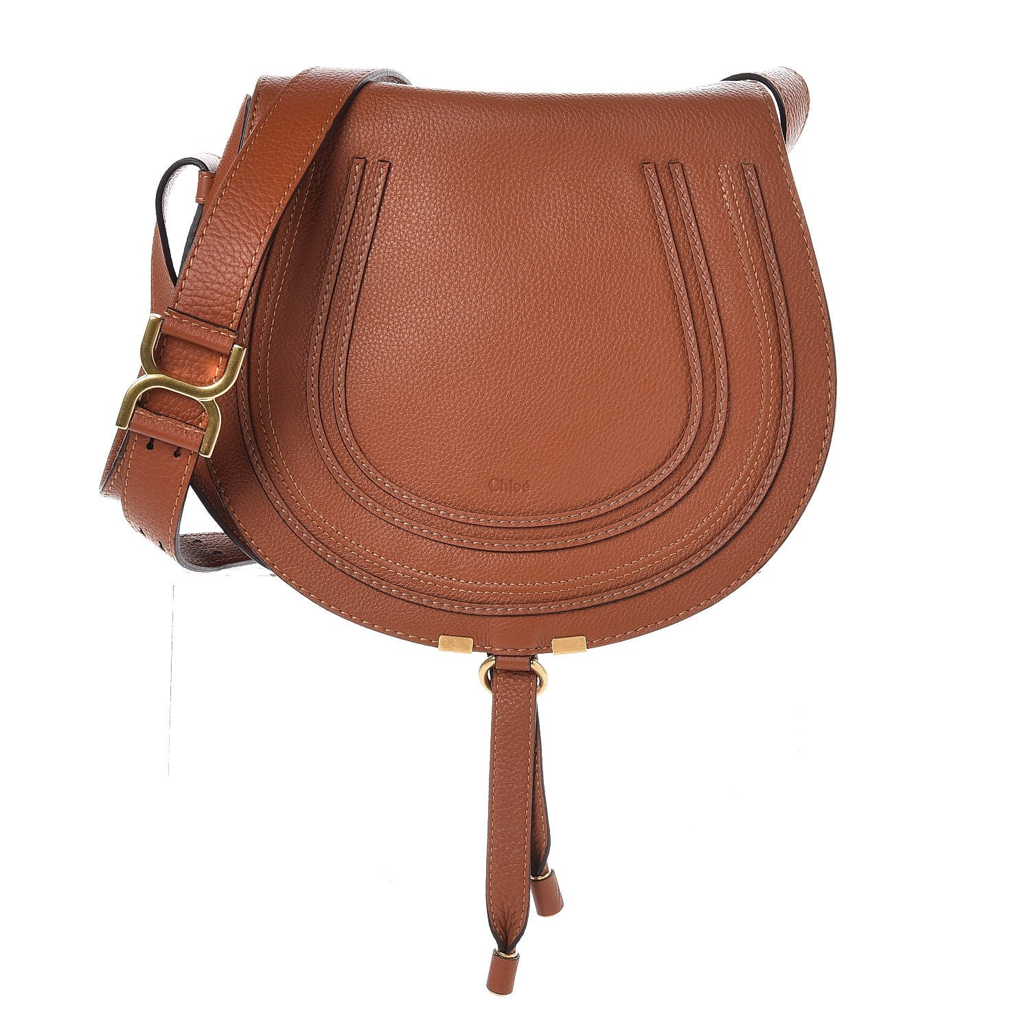 Chloe Calfskin Medium Marcie Round Crossbody Bag Tan 1 of 7