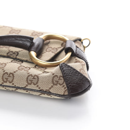 Gucci Monogram Horsebit Clutch Dark Brown 6 of 7
